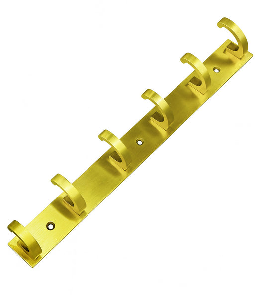 Primehut® 6 & 8 Pin Chrome Wall Hanger – Brushed Gold Heavy-Duty Metal Hook Rail for Modern Home Organization