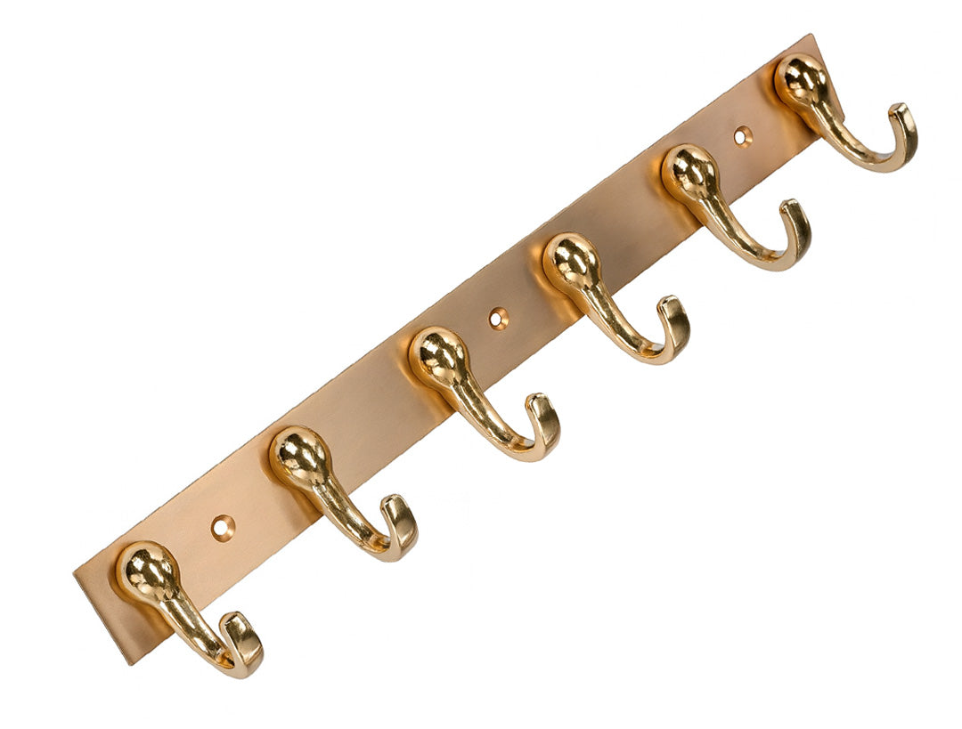 Primehut® 6 & 8 Pin Chrome Wall Hanger – Rose Gold Heavy-Duty Metal Hook Rail for Modern Home Organization