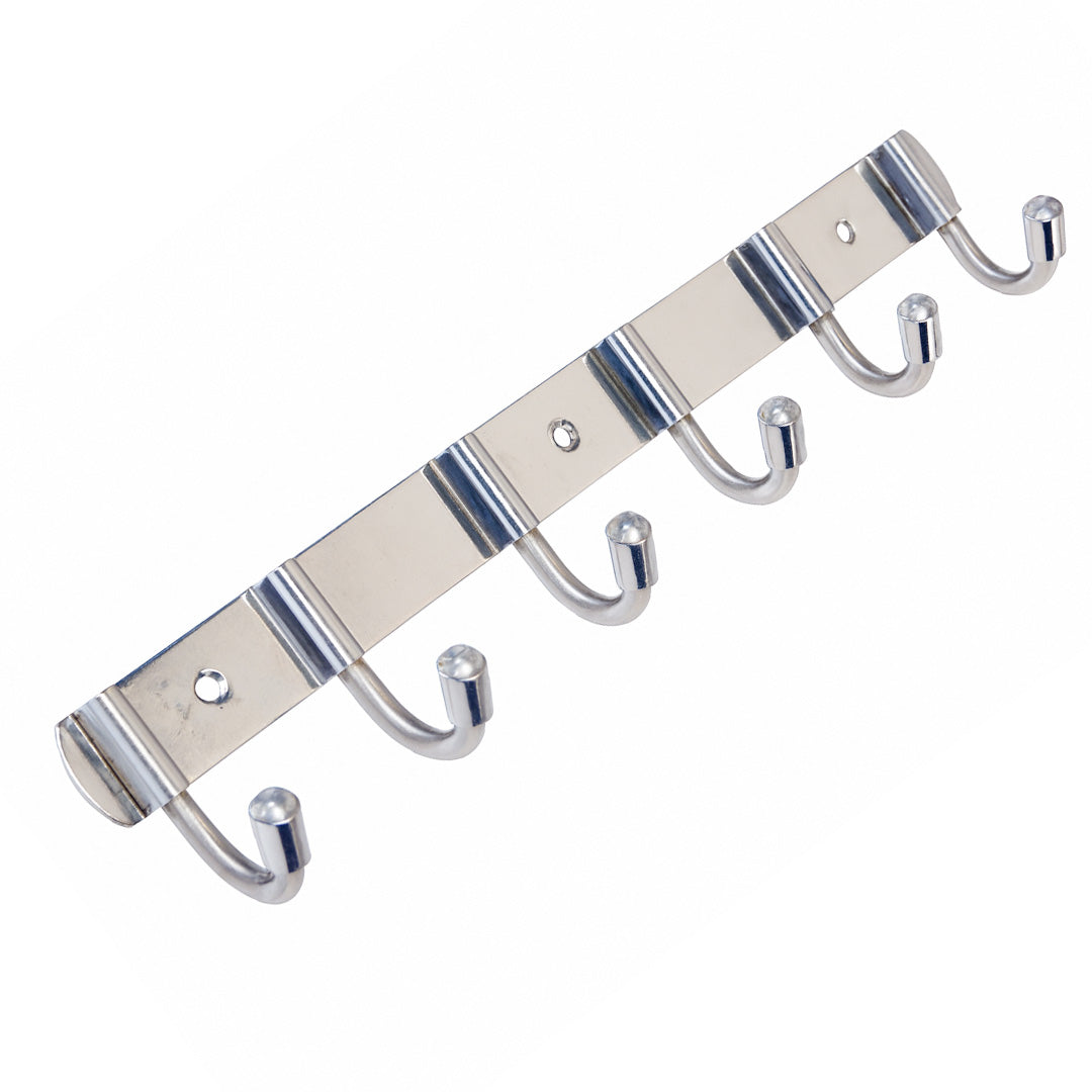 Primehut® 6 & 8 Pin Chrome Wall Hanger – Heavy-Duty Stainless Steel Hook Rail for Modern Home & Office Organization