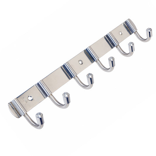 Primehut® 6 & 8 Pin Chrome Wall Hanger – Heavy-Duty Stainless Steel Hook Rail for Modern Home & Office Organization