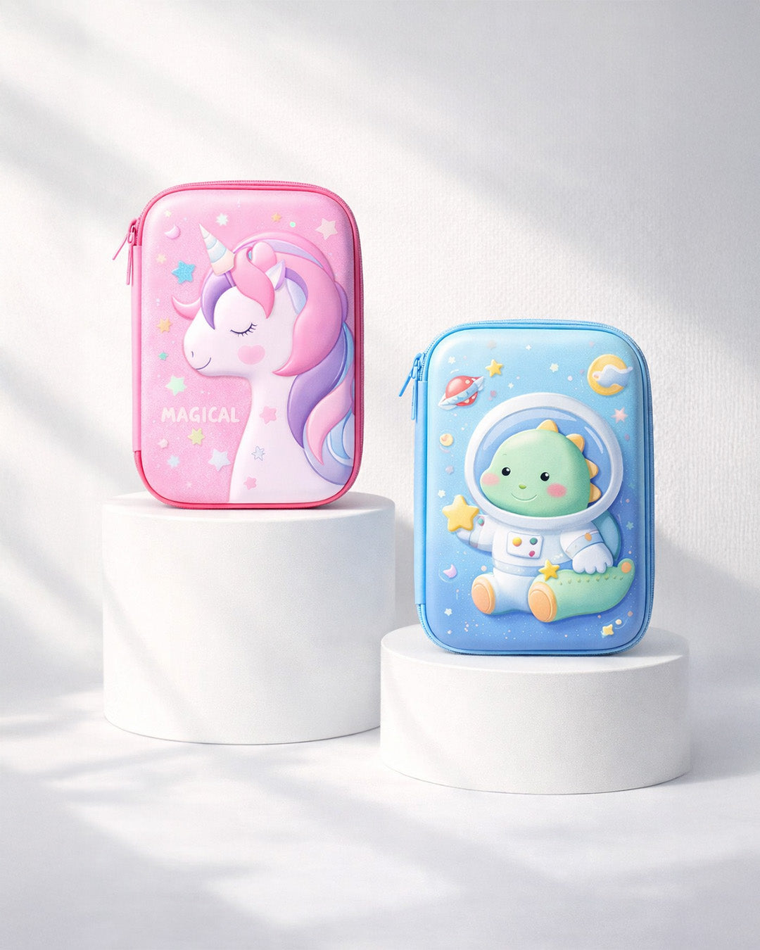 Kids Hardtop Pencil Case with 3D Cartoon Design & Zipper