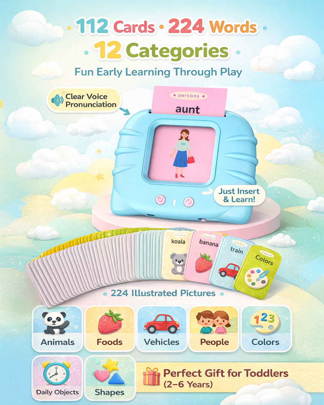 Interactive Card Reading Learning Toy for Kids with Sound
