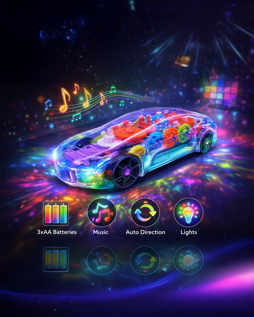 Transparent Concept Racing Car with Music & LED Lights