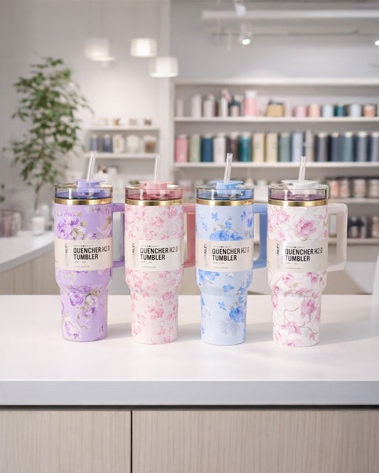 Premium Floral Insulated Tumbler with Handle
