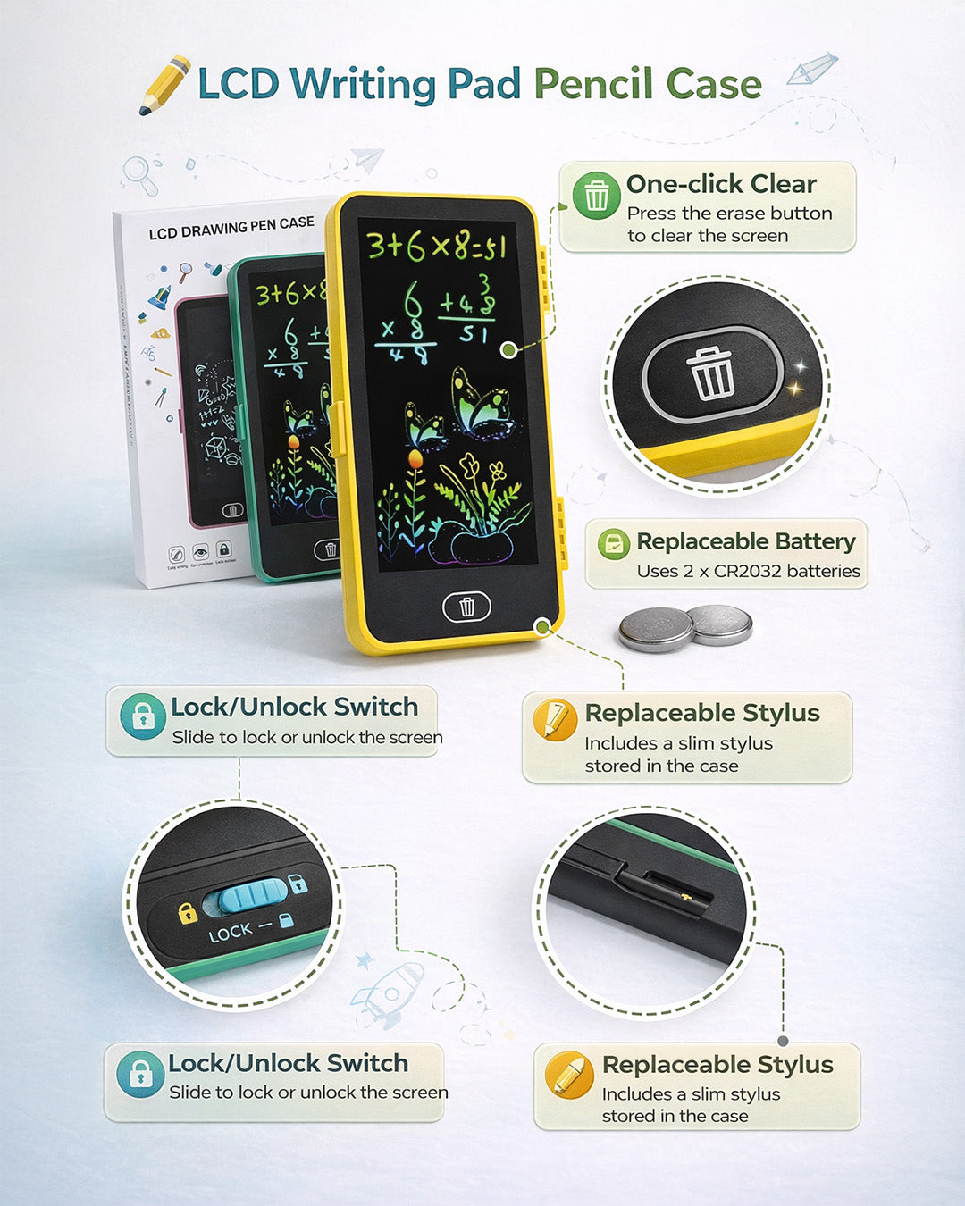 LCD Writing Pad Geometry Box for Kids