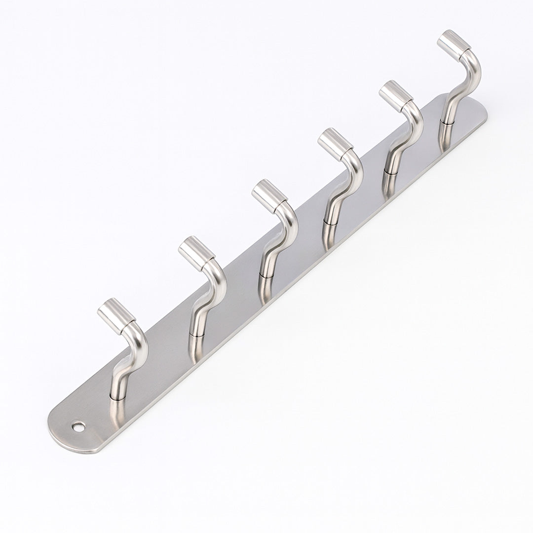 Primehut® 6 & 8 Pin Chrome Wall Hanger – Heavy-Duty Stainless Steel Hook Rail for Modern Home & Office Organization