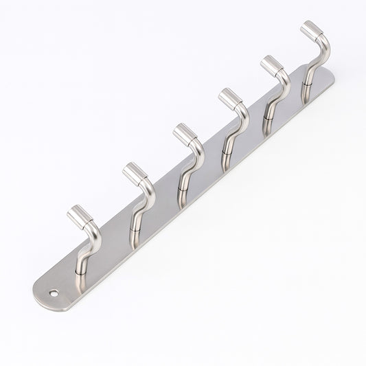 Primehut® 6 & 8 Pin Chrome Wall Hanger – Heavy-Duty Stainless Steel Hook Rail for Modern Home & Office Organization