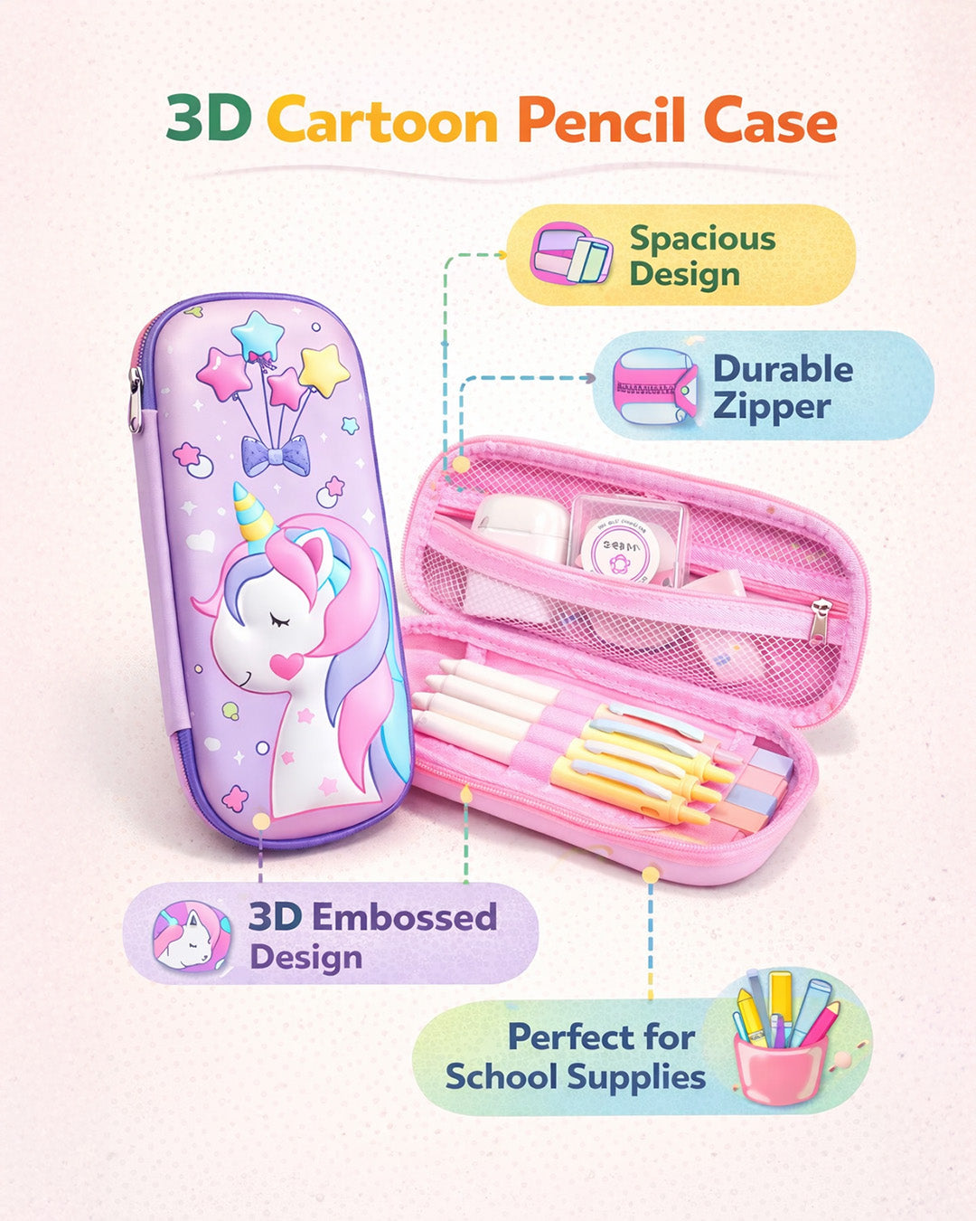 Cute 3D Small Pencil Pouch for Kids