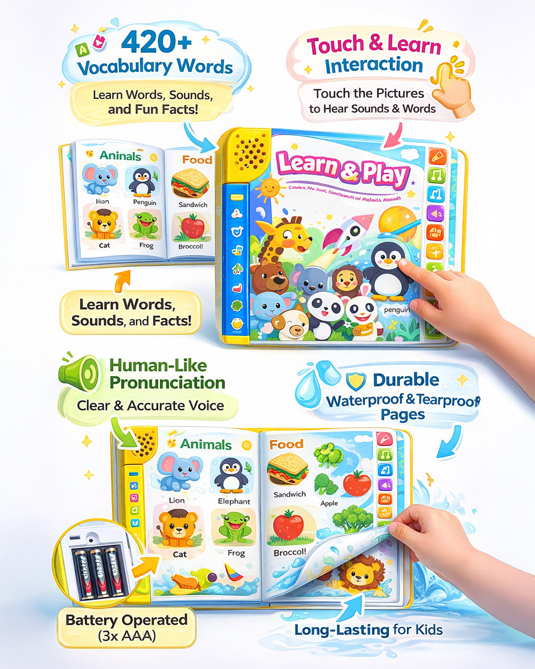 Learn & Play Interactive English Learning Book for Kids