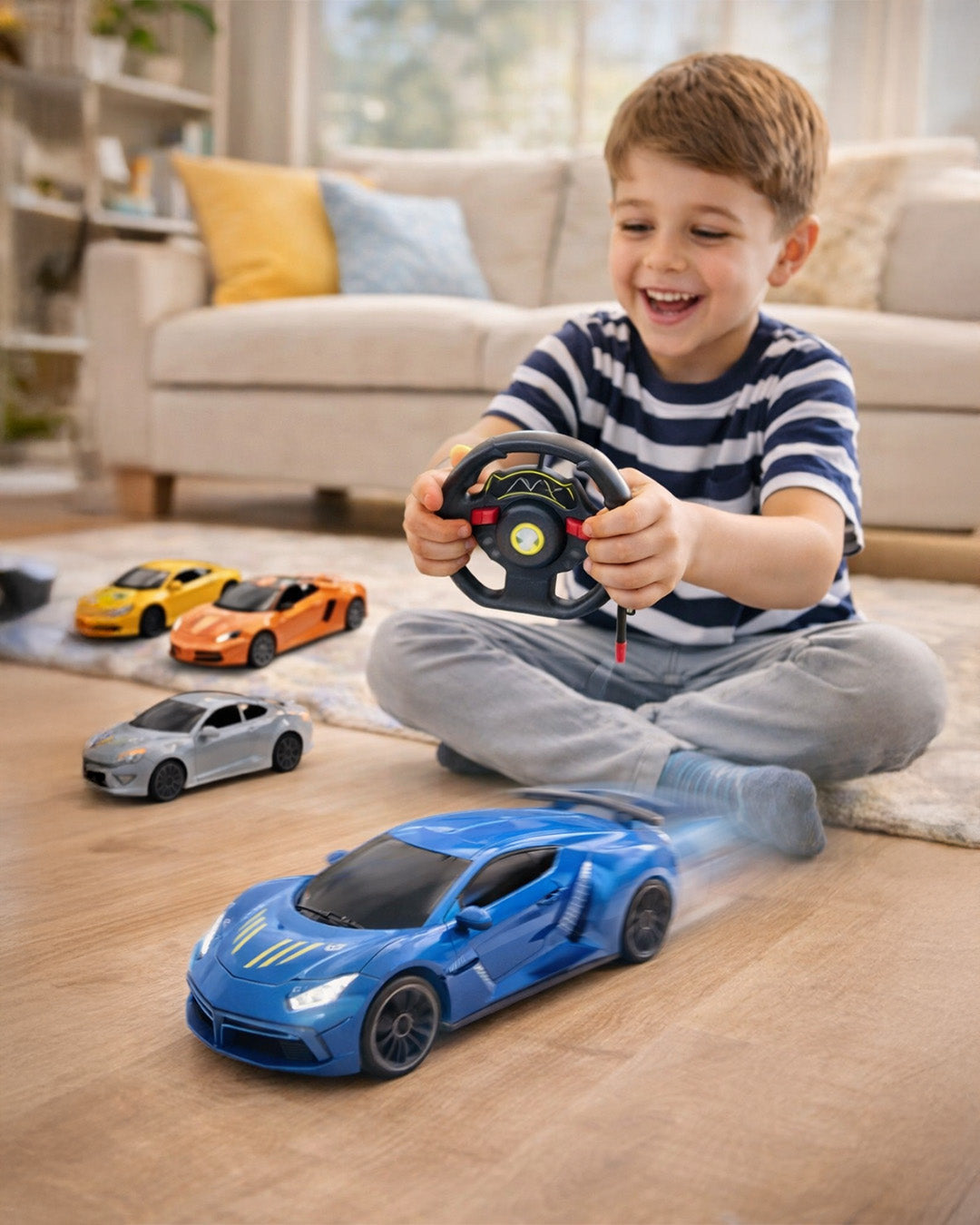 RC Racing Car with Rechargeable Battery & LED Headlights