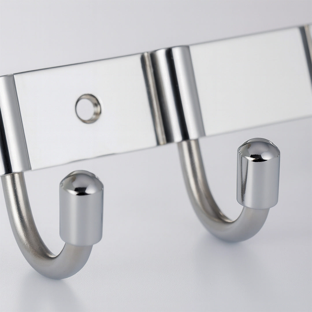 Primehut® 6 & 8 Pin Chrome Wall Hanger – Heavy-Duty Stainless Steel Hook Rail for Modern Home & Office Organization