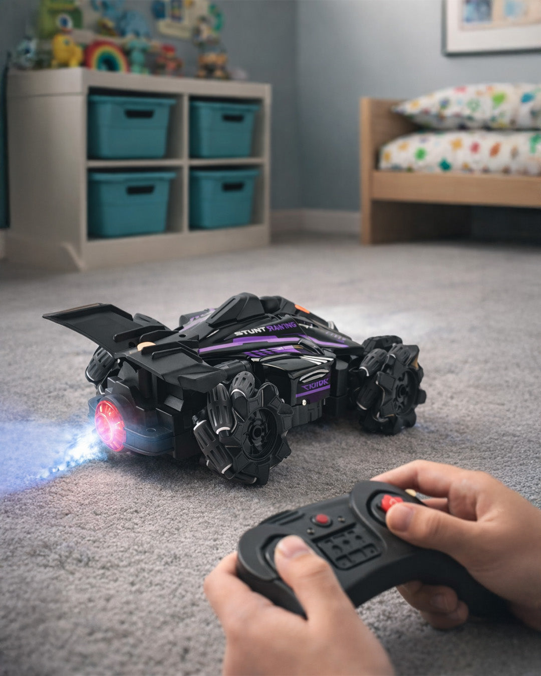 RC Racing Stunt Car with Music, Lights & Rotation