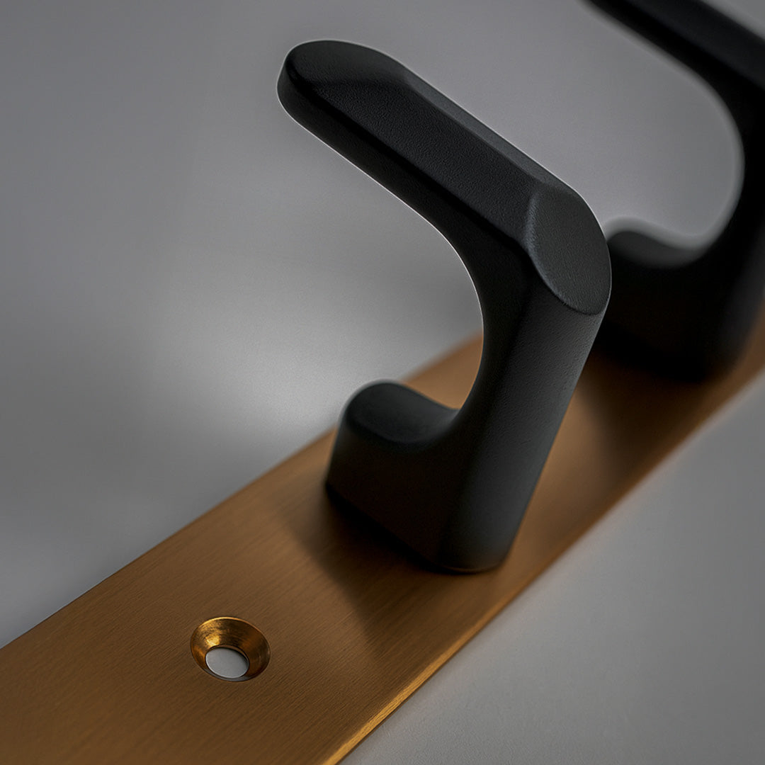 Primehut®  6 & 8 Pin Chrome Wall Hanger – Rose Gold Metal Hook Rail with Matte Black Finish for Modern Home Organization