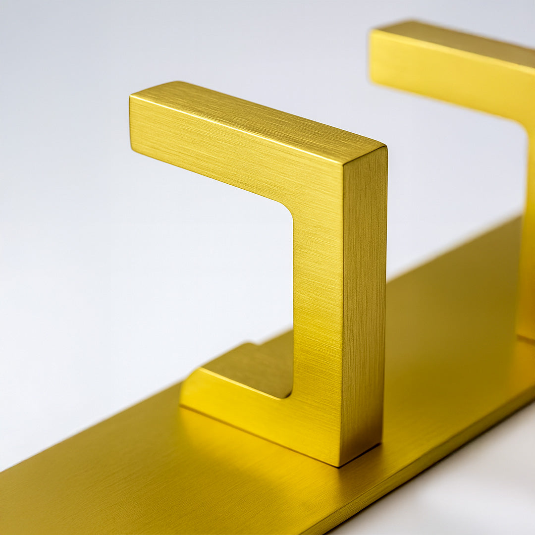 Primehut® 6 & 8 Pin Chrome Wall Hanger – Matte Gold Heavy-Duty Metal Hook Rail for Modern Home Organization