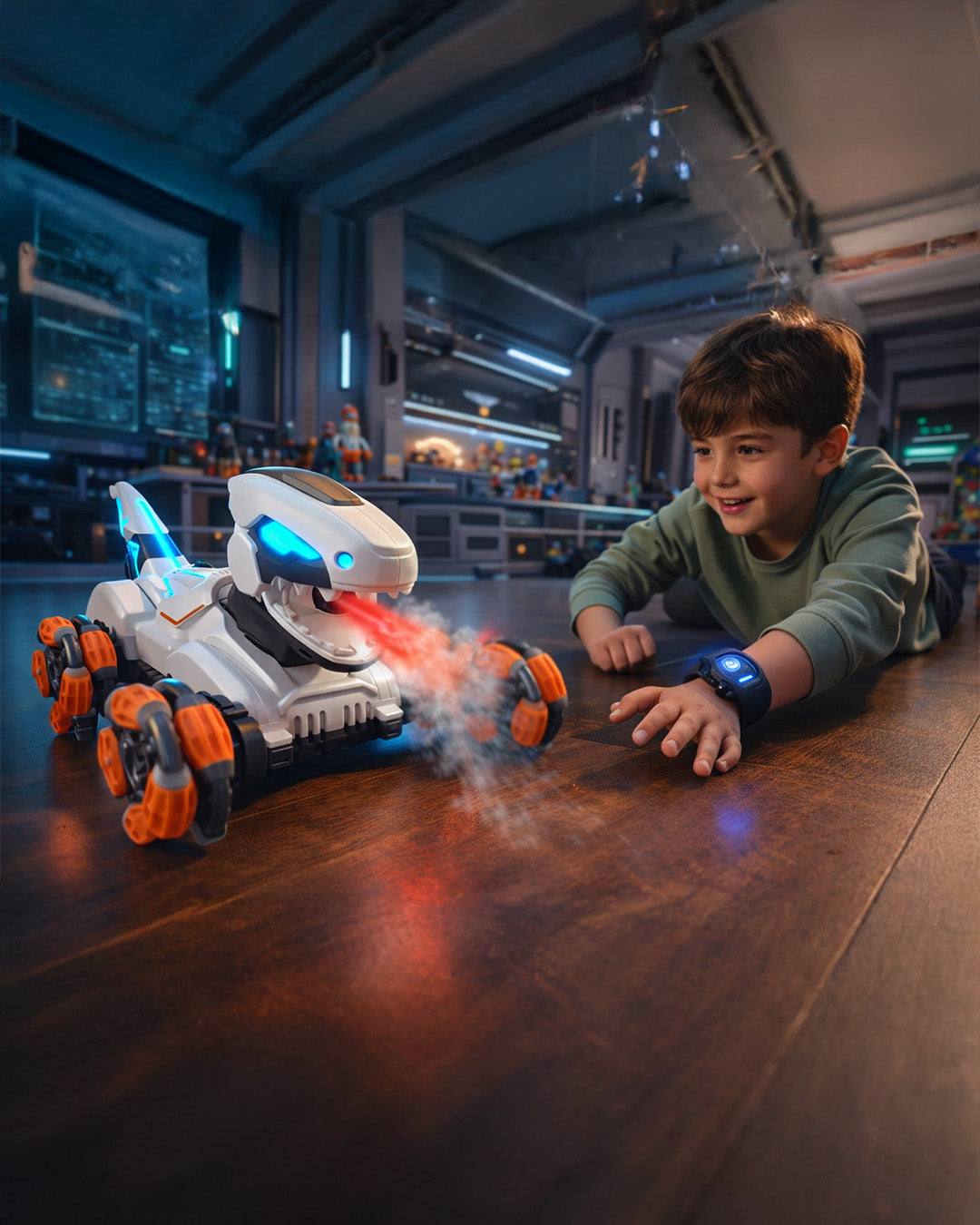 Spray Mechanical Dinosaur Stunt Car with Lights