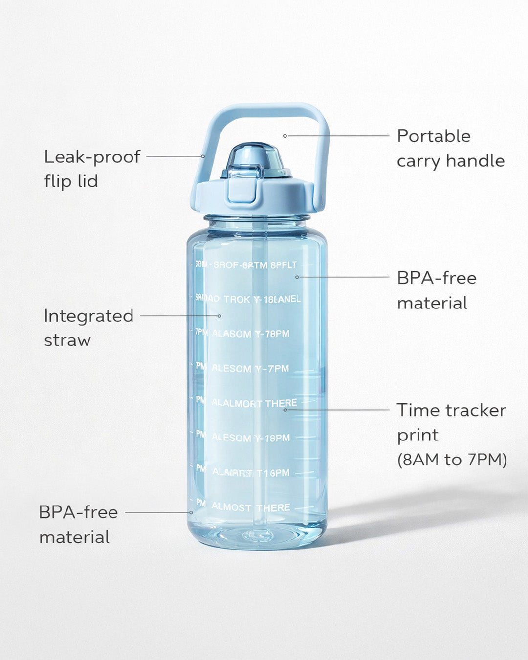 2000ml Large Capacity Motivational Bottle