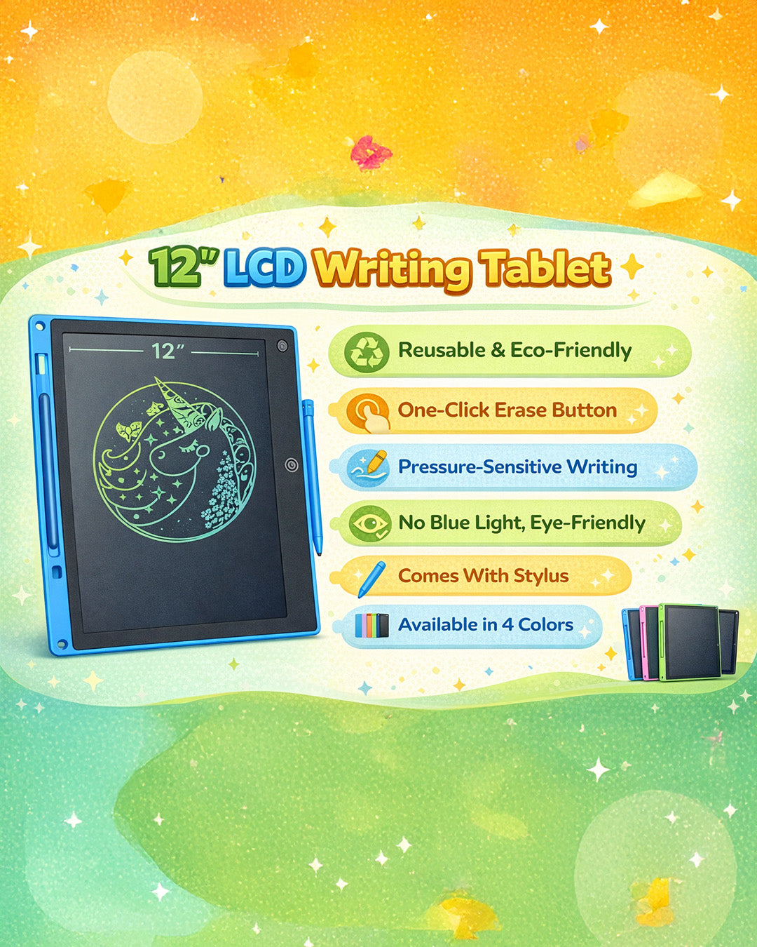 12" LCD Writing Tablet for Kids & Adults