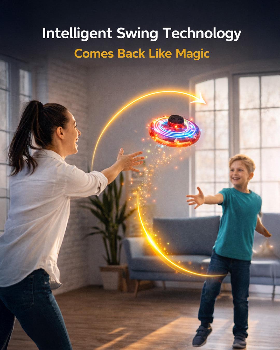 LED Flying Spinner Boomerang Toy with RGB Lights