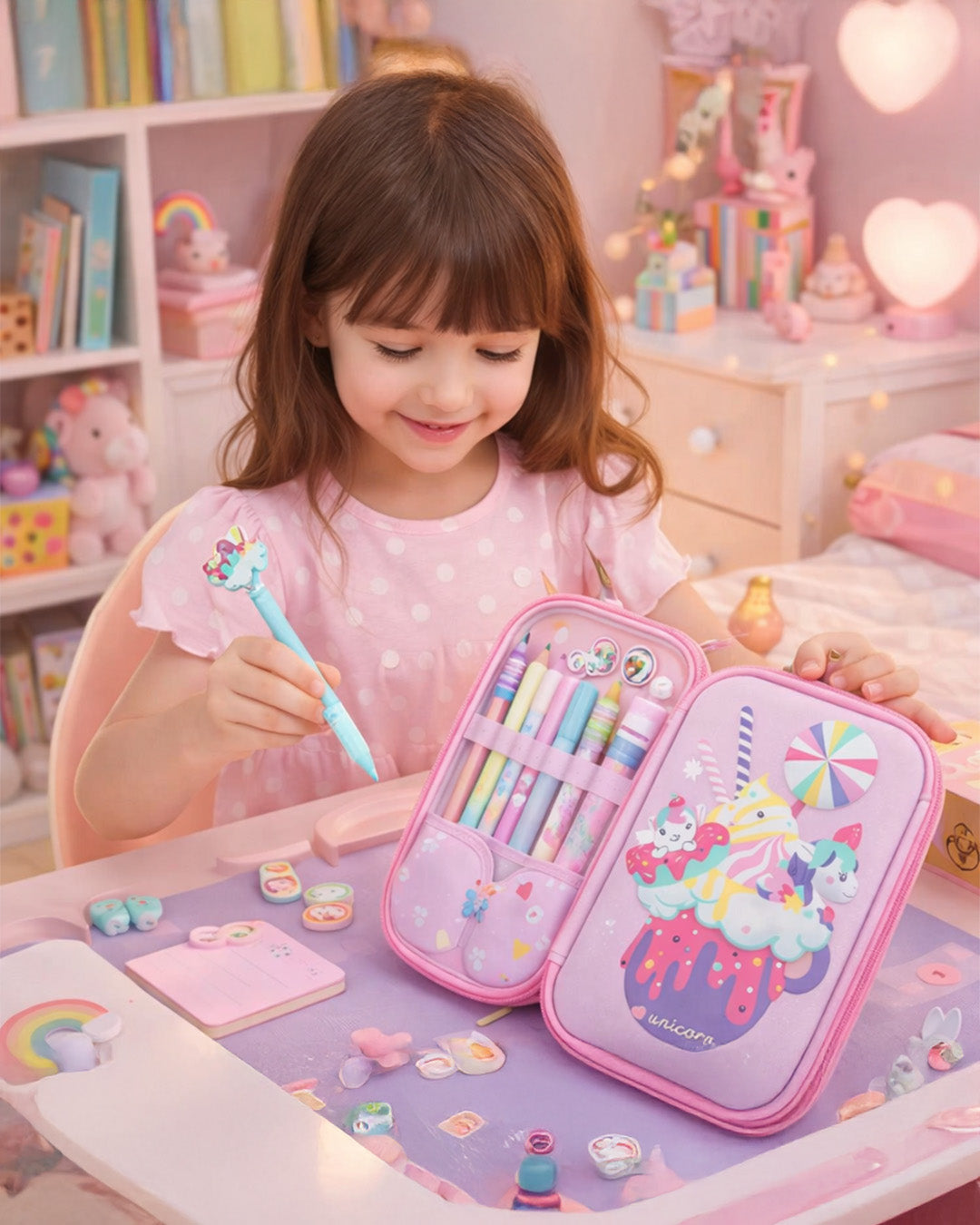 Kids Hardtop Pencil Case with 3D Cartoon Design & Zipper