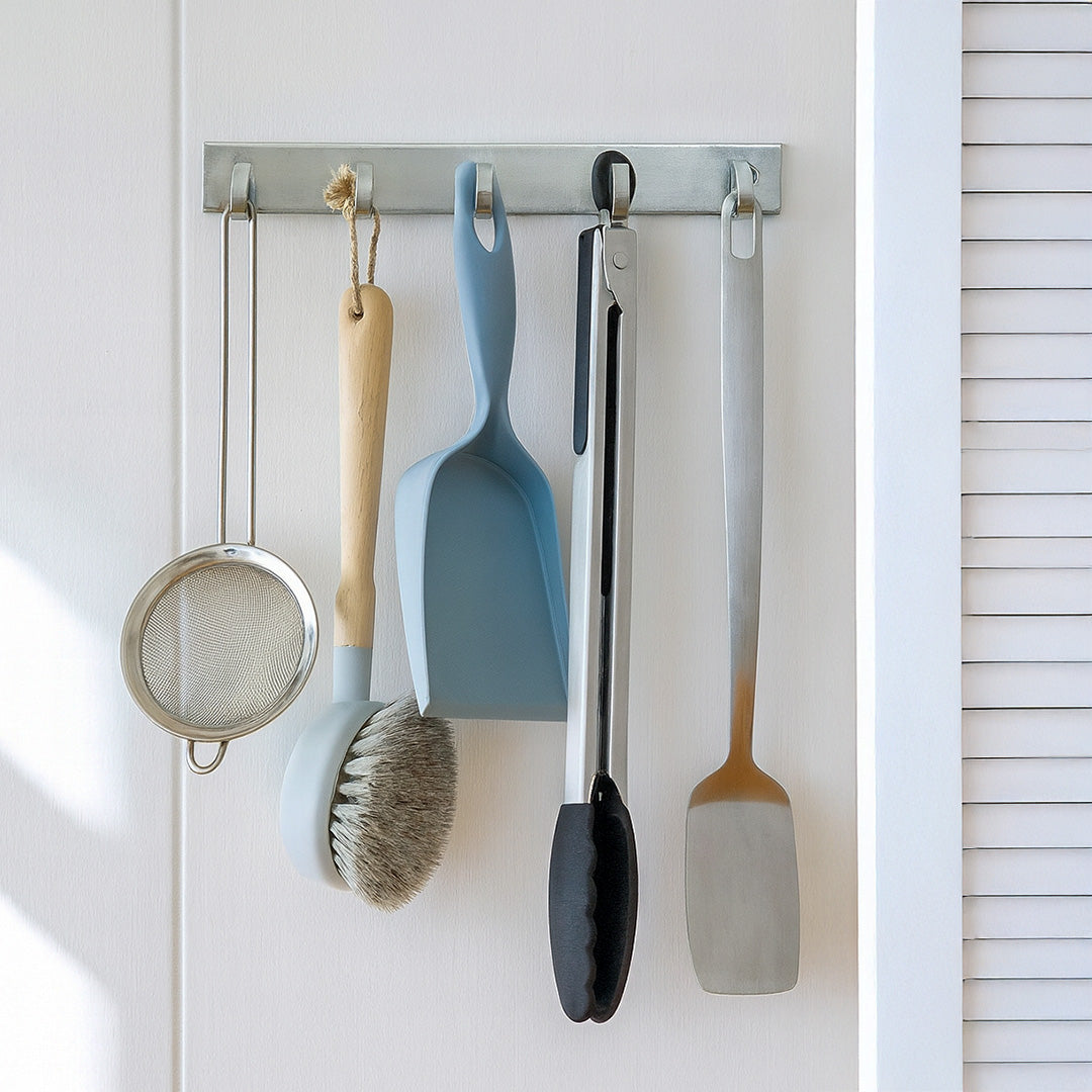 Primehut® 6 & 8 Pin Chrome Wall Hanger – Sleek Half-Curve Metal Hook Rail for Home & Office Organization