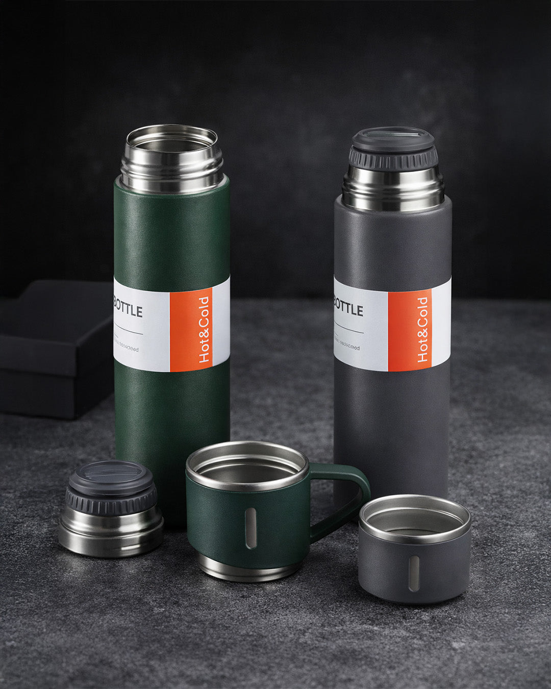 Premium Vacuum Flask Set with Bottle & Cups for Travel & Gifting