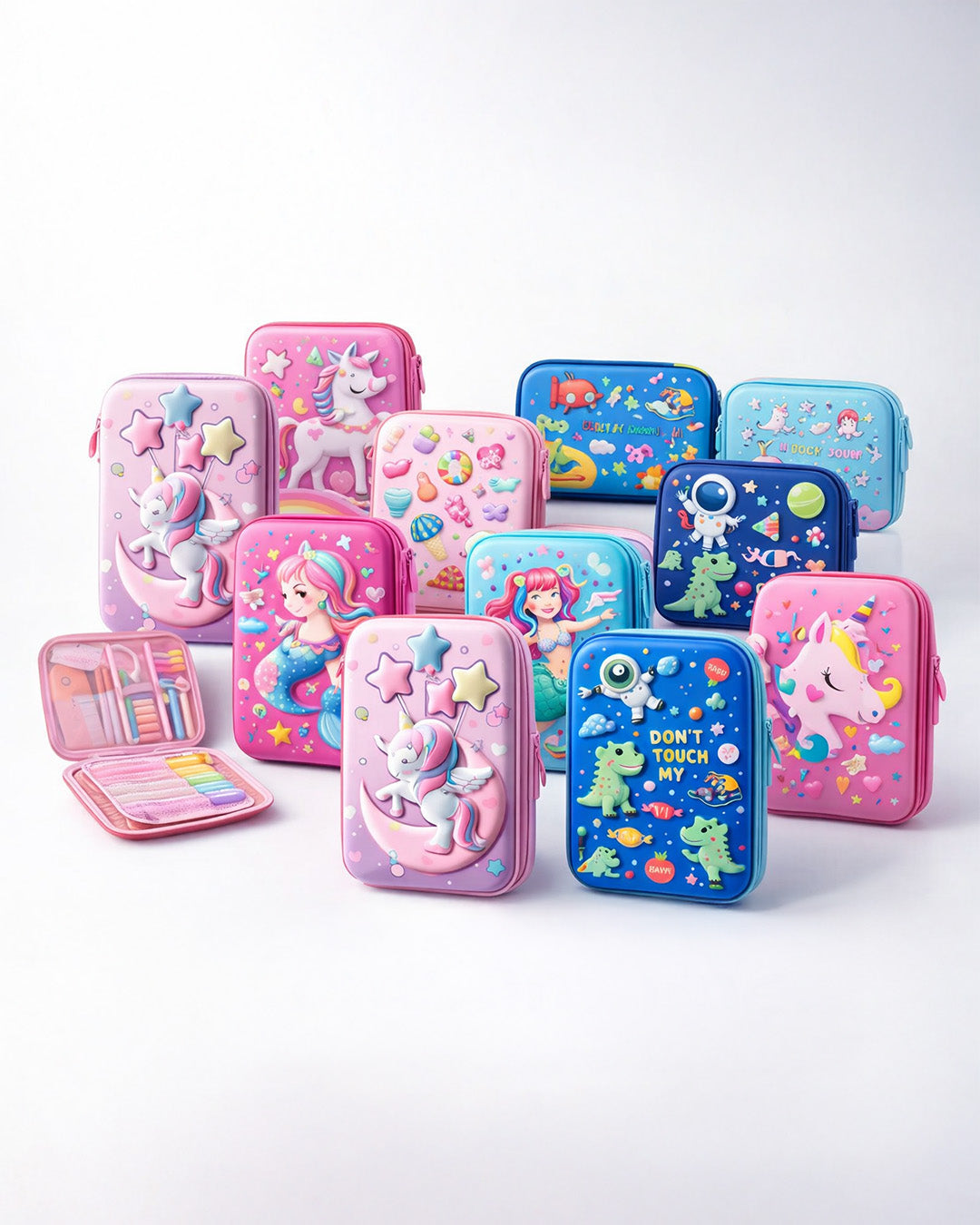 Kids Hardtop Pencil Case with 3D Cartoon Design & Zipper