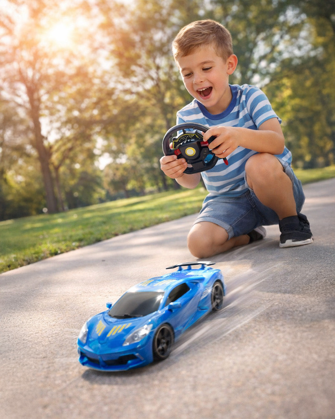 RC Racing Car with Rechargeable Battery & LED Headlights