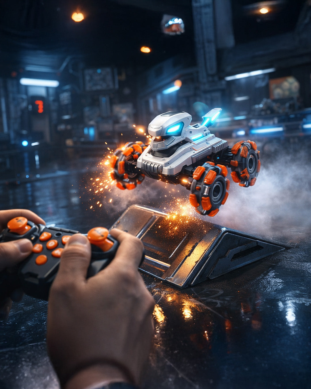 Spray Mechanical Dinosaur Stunt Car with Lights