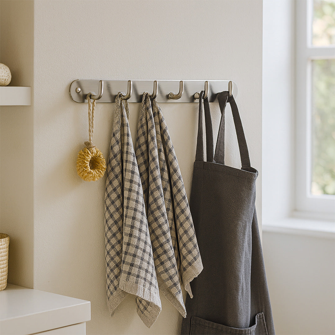 Primehut® 6 & 8 Pin Chrome Wall Hanger – Heavy-Duty Metal Hook Rail for Modern Home & Office Organization