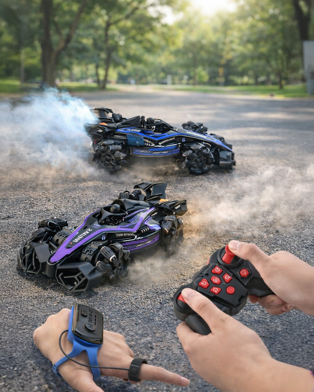 RC Racing Stunt Car with Music, Lights & Rotation