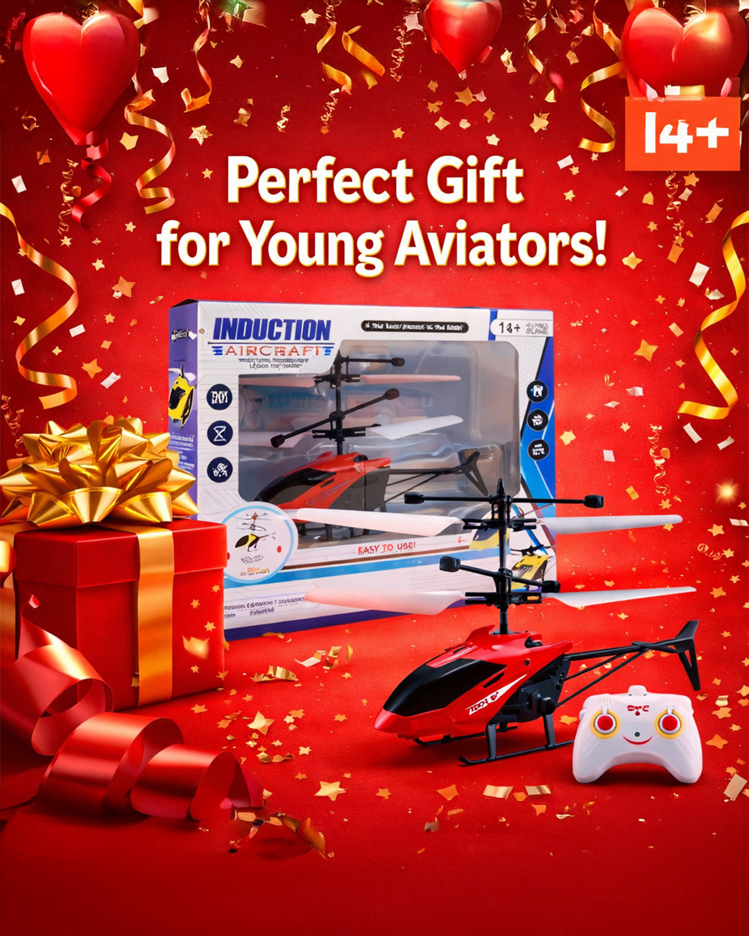 Induction RC Helicopter Toy with Remote Control for Kids