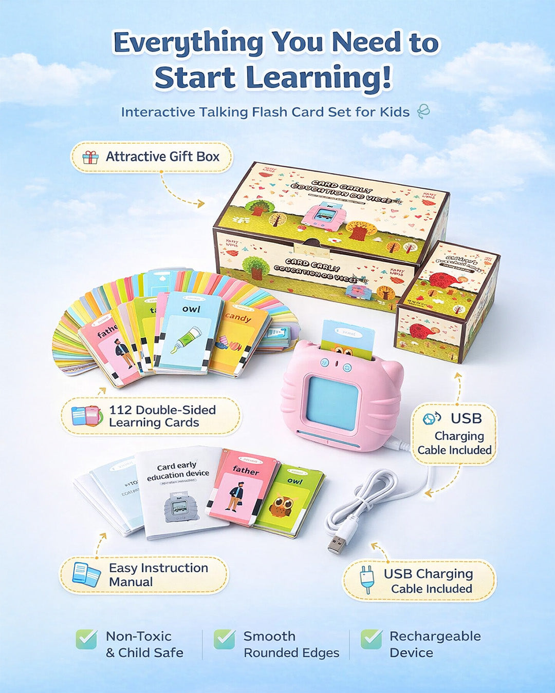 Interactive Card Reading Learning Toy for Kids with Sound