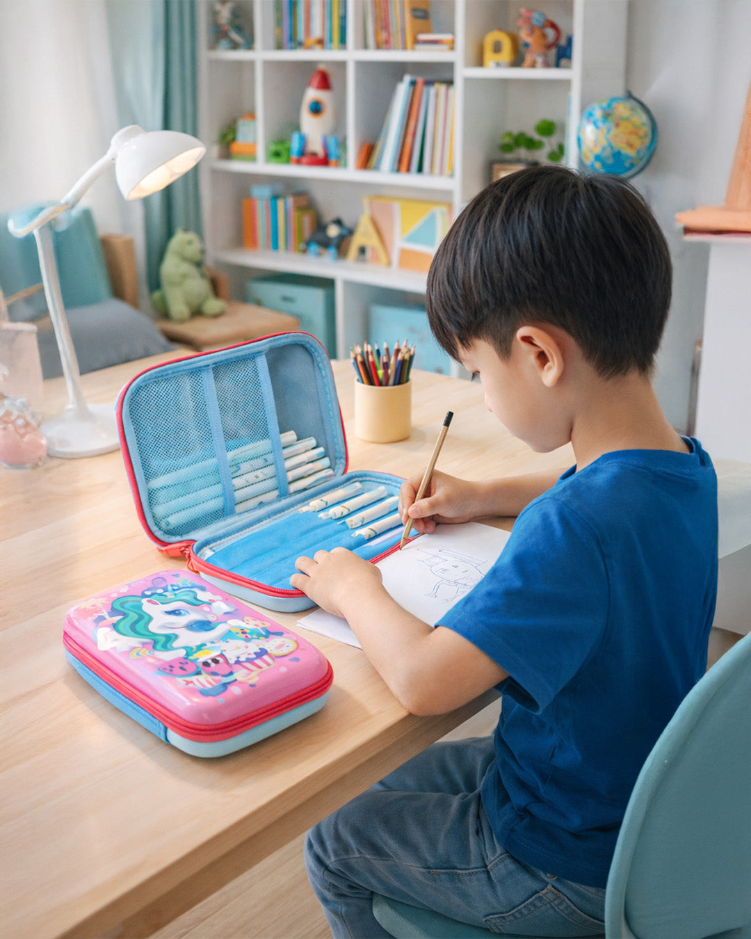 Kids Hardtop Pencil Case with 3D Cartoon Design & Zipper